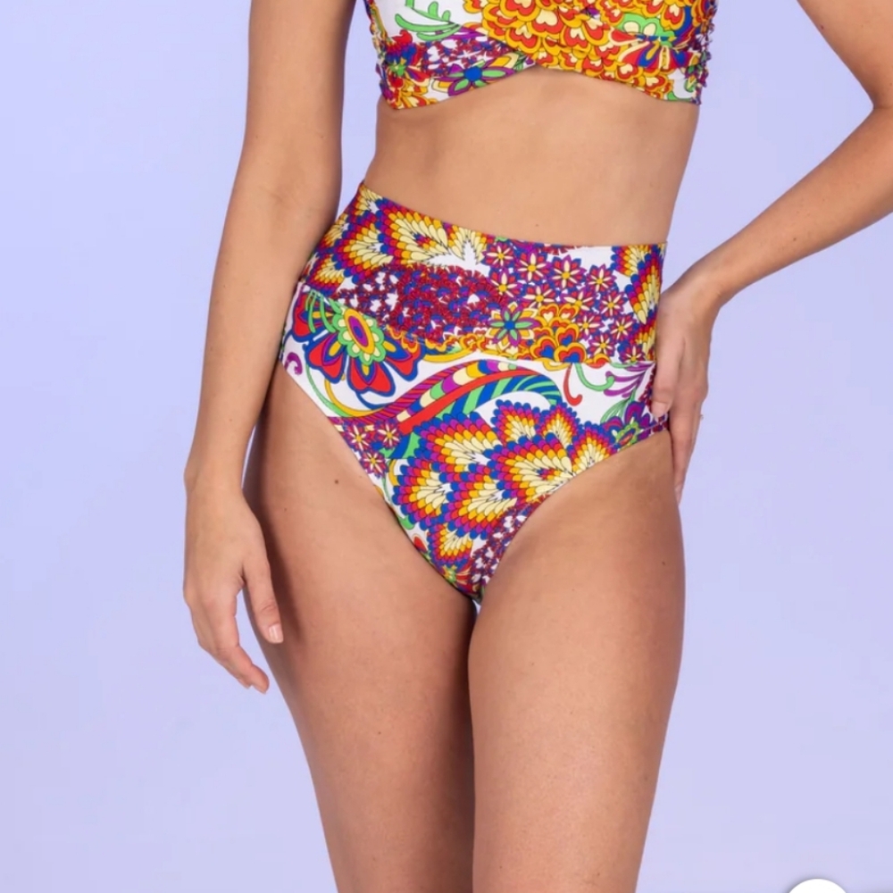 New Tara Grinna Salerno High Waist Swim Bottom With Wide Band Size 14